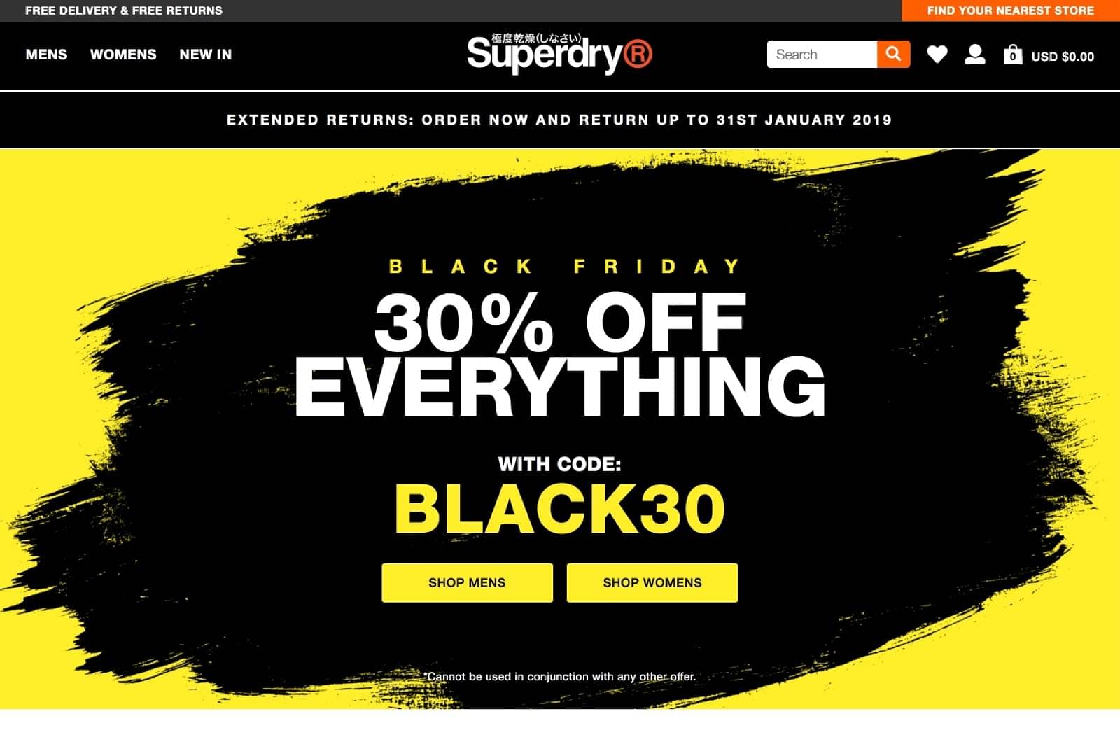 Superdry black hot sale friday 2018