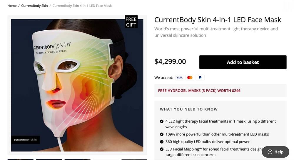 新品] CurrentBody Skin 4-In-1 LED Face Mask 85折優惠碼+送面膜- 慳